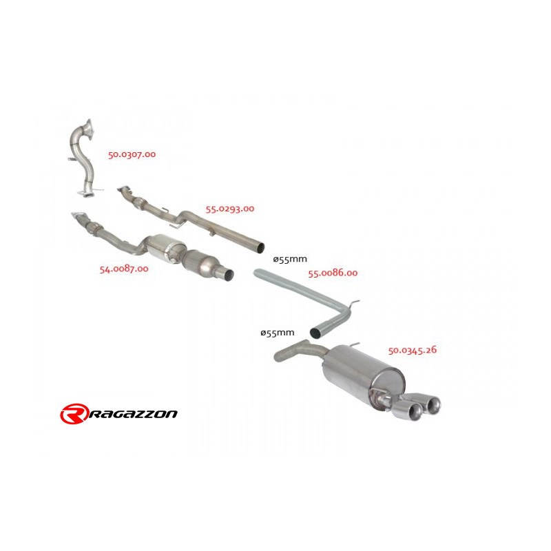 Silencieux arrière en inox avec 1 sortie ovale Sport Line 135 x 90 mm