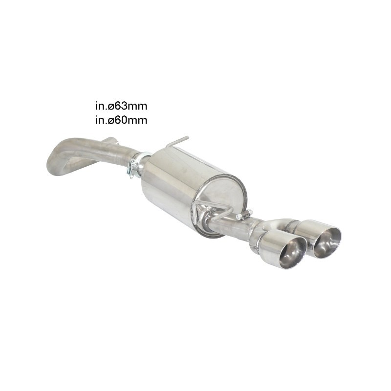 Silencieux arrière en inox avec 2 sorties rondes Sport Line 90 mm décalées - Ligne avec diamètre majoré 63,5 mm