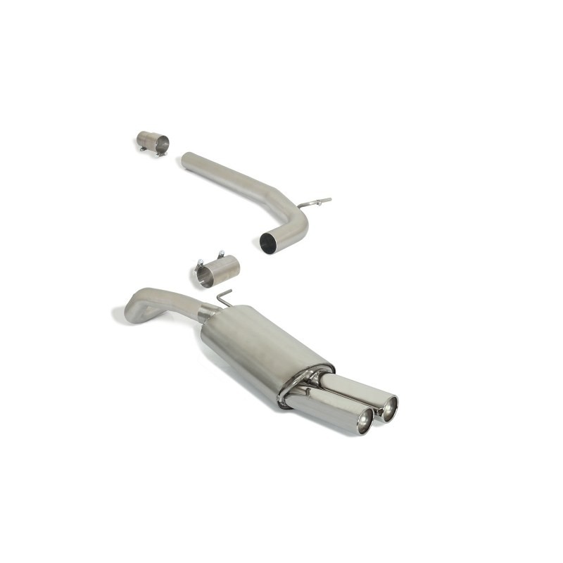 Tube intermédiaire groupe n sans silencieux en inox + Silencieux  arrière en inox avec 2 sorties rondes 80 mm décalées
 Ligne.
