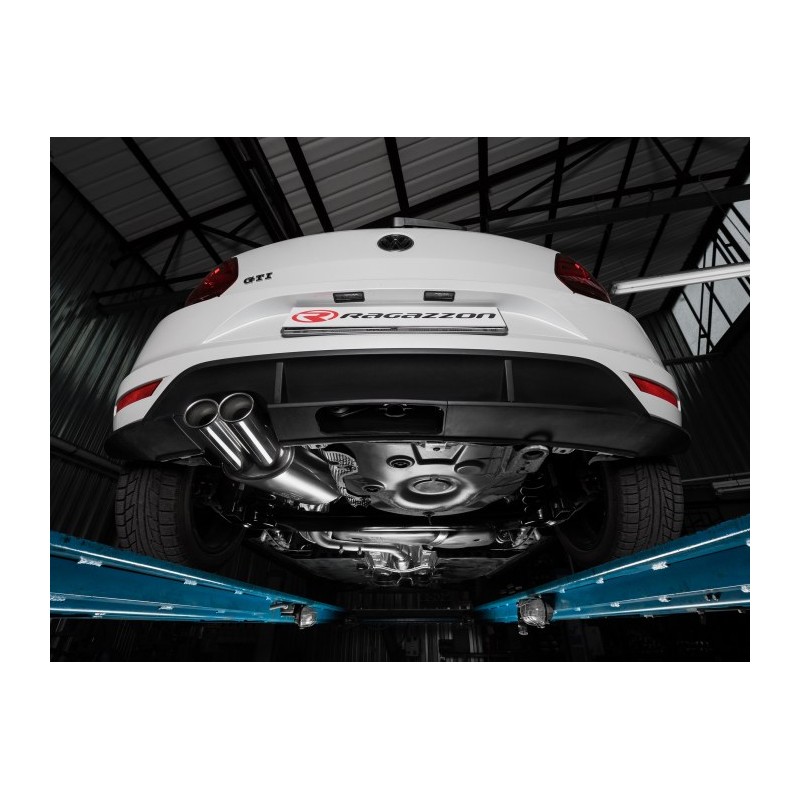 Tube intermédiaire groupe n sans silencieux en inox + Silencieux  arrière en inox avec 2 sorties rondes 80 mm décalées
 Ligne.