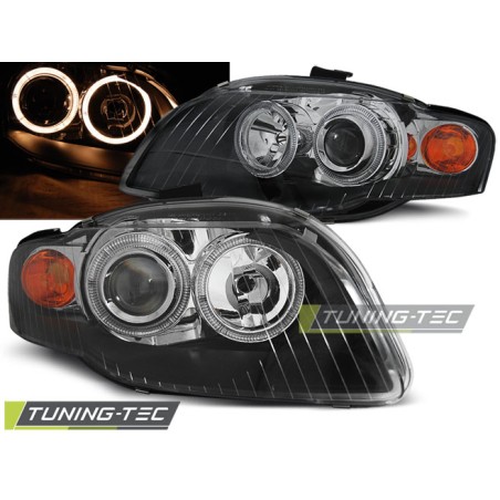 PHARES ANGEL EYES NOIRS pour AUDI A4 B7 11.04-03.08