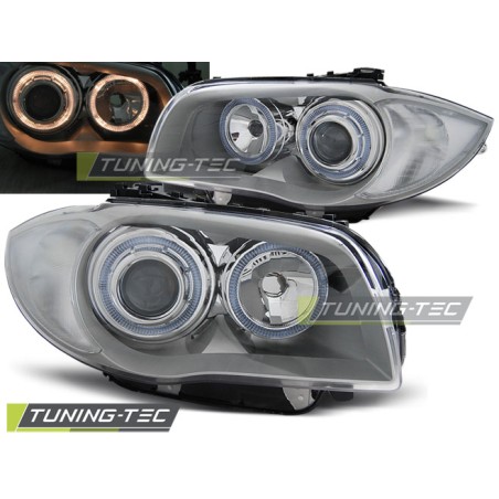 Phares Angel Eyes Chrome pour BMW Série 1 E87/E81/E82/E88 04-11