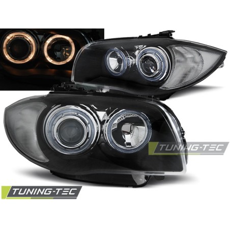 Phares Angel Eyes noirs pour BMW Série 1 E87/E81/82/88 04-11 Phares Angel Eyes noirs pour BMW Série 1 E87/E81/82/88 04-11