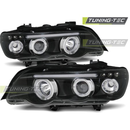 Phares ANGEL EYES noirs pour BMW X5 E53 09.99-10.03 Phares ANGEL EYES noirs pour BMW X5 E53 09.99-10.03