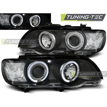 Phares ANGEL EYES noirs pour BMW X5 E53 09.99-10.03