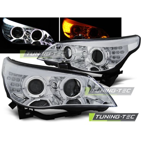 Phares Angel Eyes Chrome pour indicateur LED BMW E60/E61 03-07