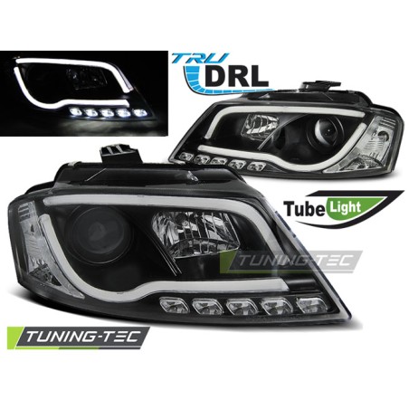 PHARES TUBE LIGHT DRL NOIR pour AUDI A3 8P 08-12