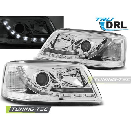 Phares TRUE DRL Chrome pour VW T5 04.03-08.09