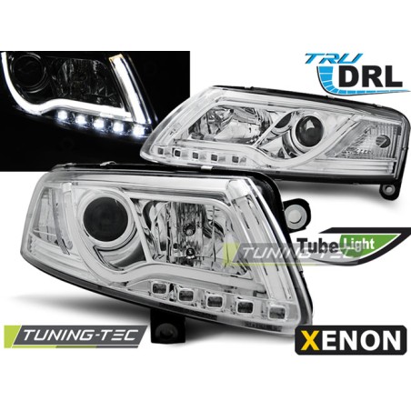 Phares Xénon Tube Light DRL Chrome pour Audi A6 C6 04-08