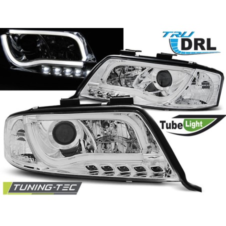 Phares TUBE LIGHT DRL chrome pour AUDI A6 06.01-05.04