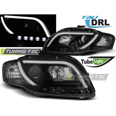 PHARES TUBE LIGHT DRL NOIR pour AUDI A4 B7 11.04-03.08