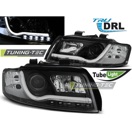 Phares TUBE LIGHT DRL Noir pour AUDI A4 10.00-10.04