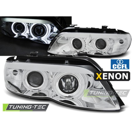 PHARES XÉNON ANGEL EYES CCFL CHROME pour BMW X5 E53 11.03-06