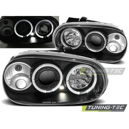 Phares ANGEL EYES noirs pour VW GOLF 4 09.97-09.03