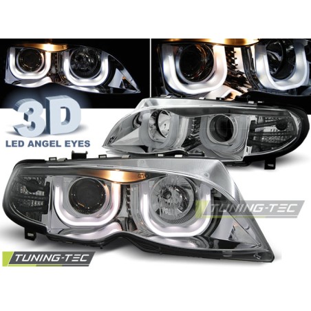 PHARES ANGEL EYES 3D CHROME pour BMW E46 09.01-03.05 S/T