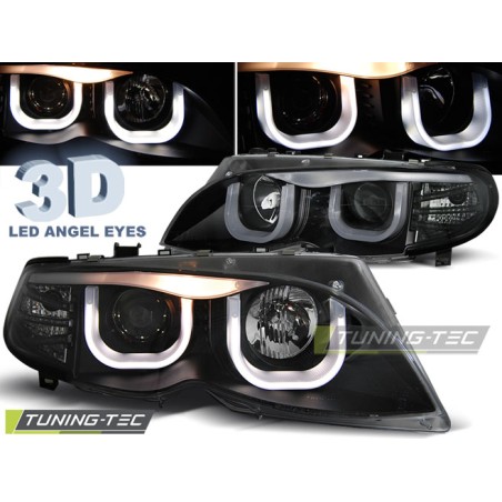 PHARES ANGEL EYES 3D NOIRS pour BMW E46 09.01-03.05 S/T NOIR