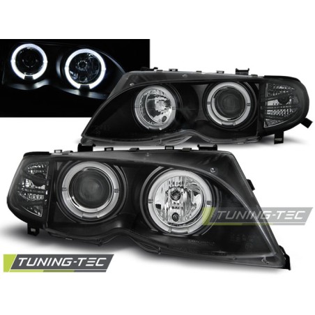 Phares ANGEL EYES noirs compatibles BMW E46 09.01-03.05