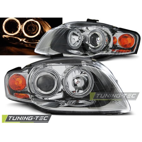 PHARES ANGEL EYES CHROME pour AUDI A4 B7 11.04-03.08