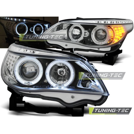 Phares Angel Eyes Chrome Indicateur LED pour BMW E60/E61 03-07