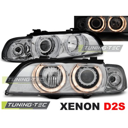 Phares Xénon Angel Eyes Chrome pour BMW E39 09.95-06.03