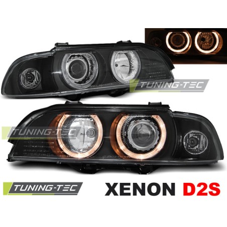 Phares Xénon Angel Eyes Noir compatible BMW E39 09.95-06.03