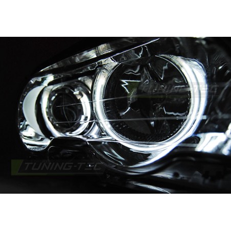 Phares Angel Eyes CCFL Chrome pour BMW E46 04.99-03.03 Coupé Cabriolet