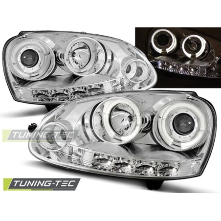 PHARES ANGEL EYES CHROME pour VW GOLF 5 10.03-09