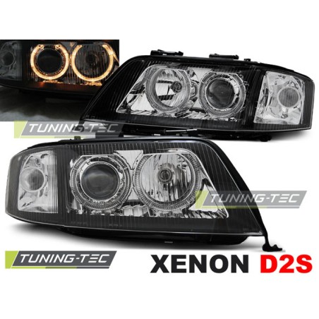 Phares Xénon Angel Eyes Noirs pour AUDI A6 10.99-06.01