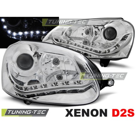 Phares Xénon Chrome pour VW Golf 5