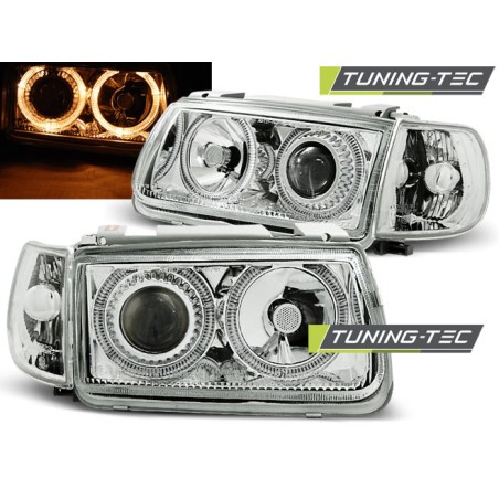 Phares ANGEL EYES chromés pour VW Polo 6N 10.94-09.99