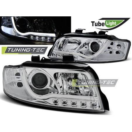 Phares TUBE LIGHT chromés pour AUDI A4 10.00-10.04