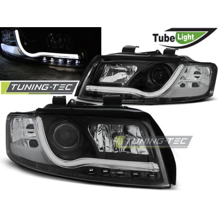 Phares TUBE LIGHT noirs compatibles AUDI A4 10.00-10.04