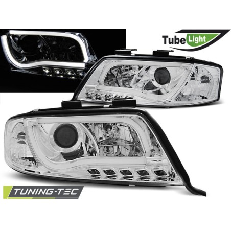 Phares TUBE LIGHT chromés pour AUDI A6 05.97-05.01