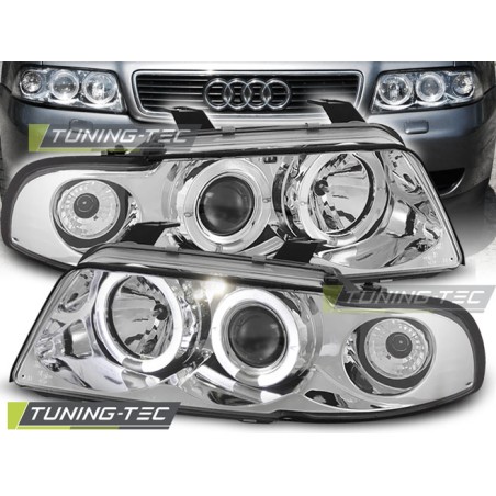 Phares Angel Eyes Chrome pour AUDI A4 11.94-12.98