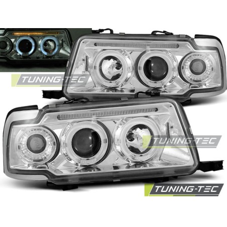 Phares Angel Eyes Chrome pour AUDI 80 B4 09.91-04.96