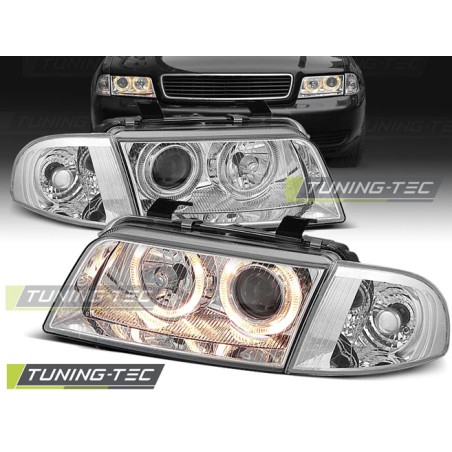 Phares Angel Eyes Chrome pour AUDI A4 11.94-12.98