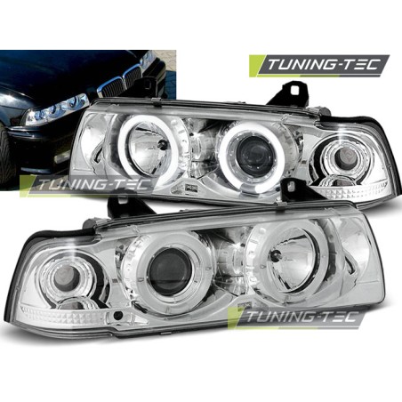 Phares Angel Eyes Chrome pour BMW E36 12.90-08.99 S/C/T