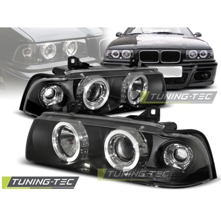 PHARES ANGEL EYES NOIRS compatibles BMW E36 12.90-08.99 S/C/T