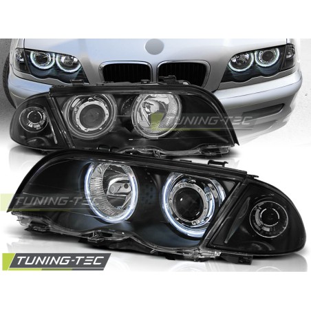 Phares Angel Eyes CCFL Noir compatible BMW E46 05.98-08.01 S/T