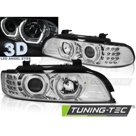 PHARES ANGEL EYES 3D CHROME pour BMW E39 09.95-06.03