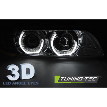 PHARES ANGEL EYES 3D CHROME pour BMW E39 09.95-06.03