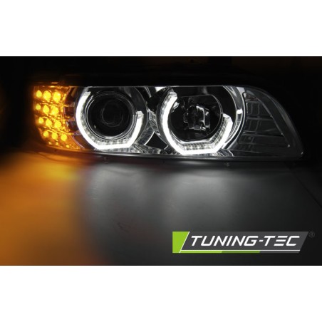 PHARES ANGEL EYES 3D CHROME pour BMW E39 09.95-06.03