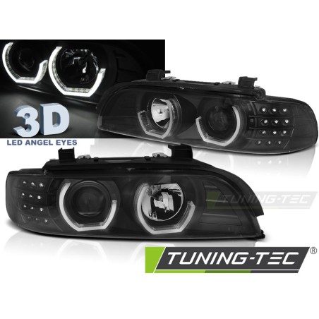 PHARES ANGEL EYES 3D NOIRS pour BMW E39 09.95-06.03