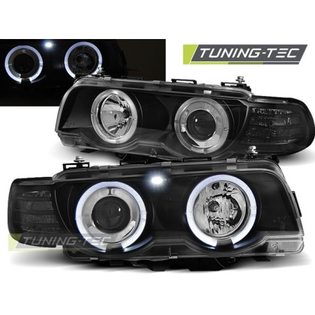 PHARES ANGEL EYES NOIRS pour BMW E38 09.98-07.01