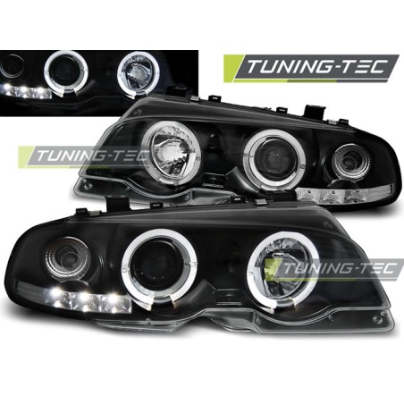 Phares Angel Eyes noirs compatibles BMW E46 04.99-03.03 Coupé