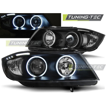 PHARES ANGEL EYES CCFL NOIRS pour BMW E90/E91 03.05-08.08