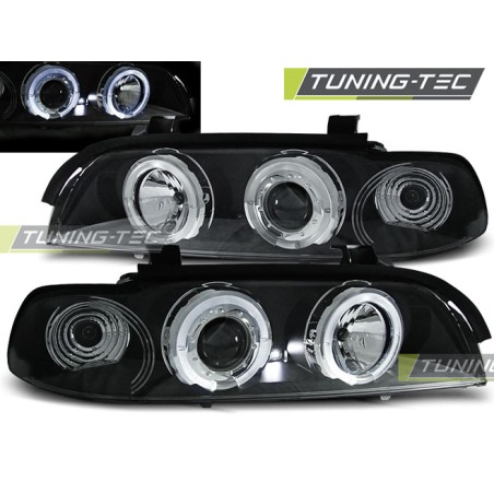 Phares Angel Eyes noirs compatibles BMW E39 09.95-06.03