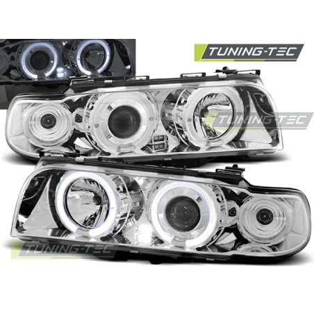 Phares Angel Eyes Chrome compatibles BMW E38 06.94 - 08.98