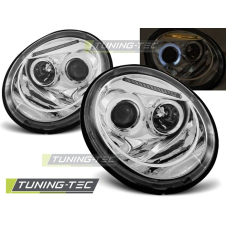 Phares Angel Eyes Chrome pour VW New Beetle 10.98-05.05