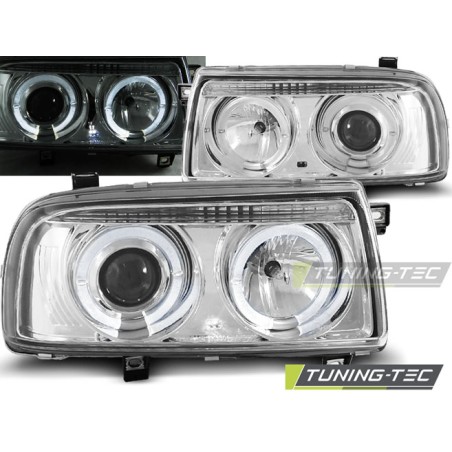 Phares Angel Eyes Chrome pour VW Vento 01.92-08.98